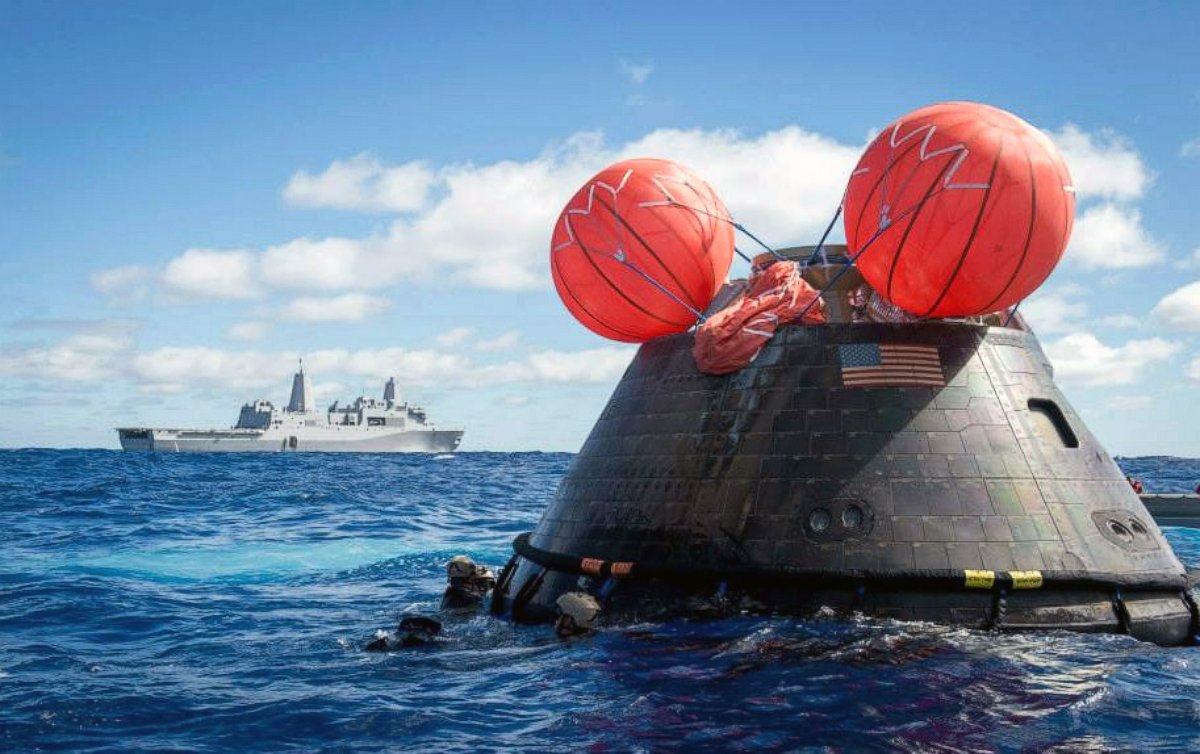 PHOTO: The Orion Crew Module is seen during the first Exploration Flight test in the Pacific Ocean, Dec. 5, 2014.