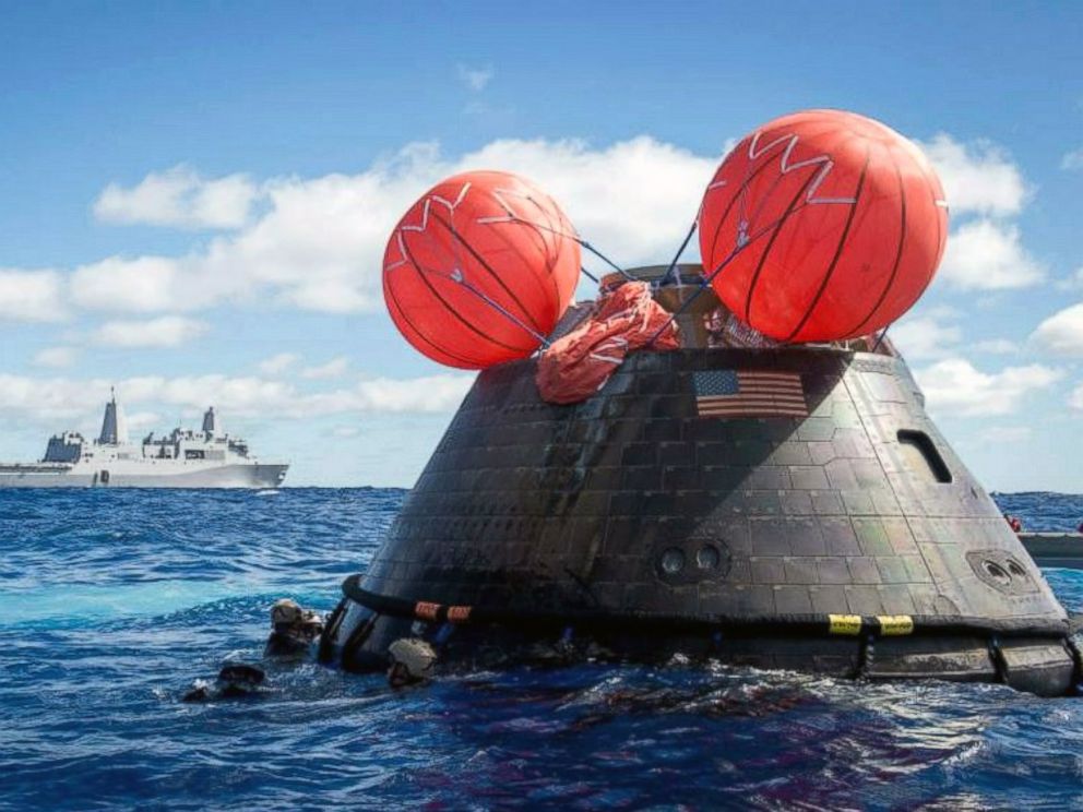 PHOTO: The Orion Crew Module is seen during the first Exploration Flight test in the Pacific Ocean, Dec. 5, 2014.