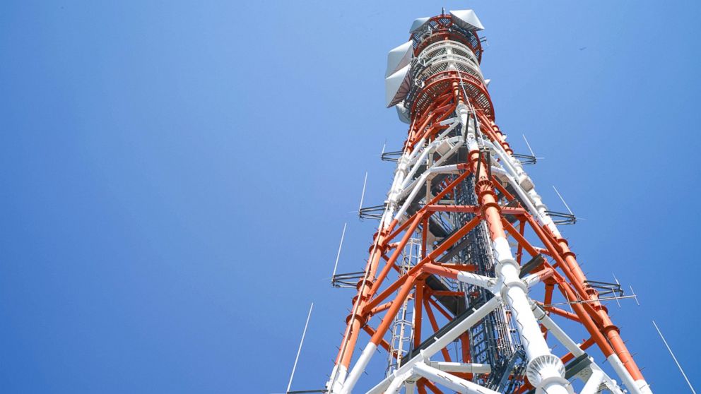 A communication tower is seen in this stock image.