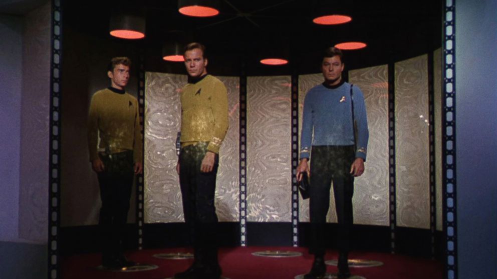 Bruce Watson as Crewman Green, William Shatner as Captain James T. Kirk, and DeForest Kelley as Dr. McCoy in Star Trek the Original Series, Sept. 8, 1966.