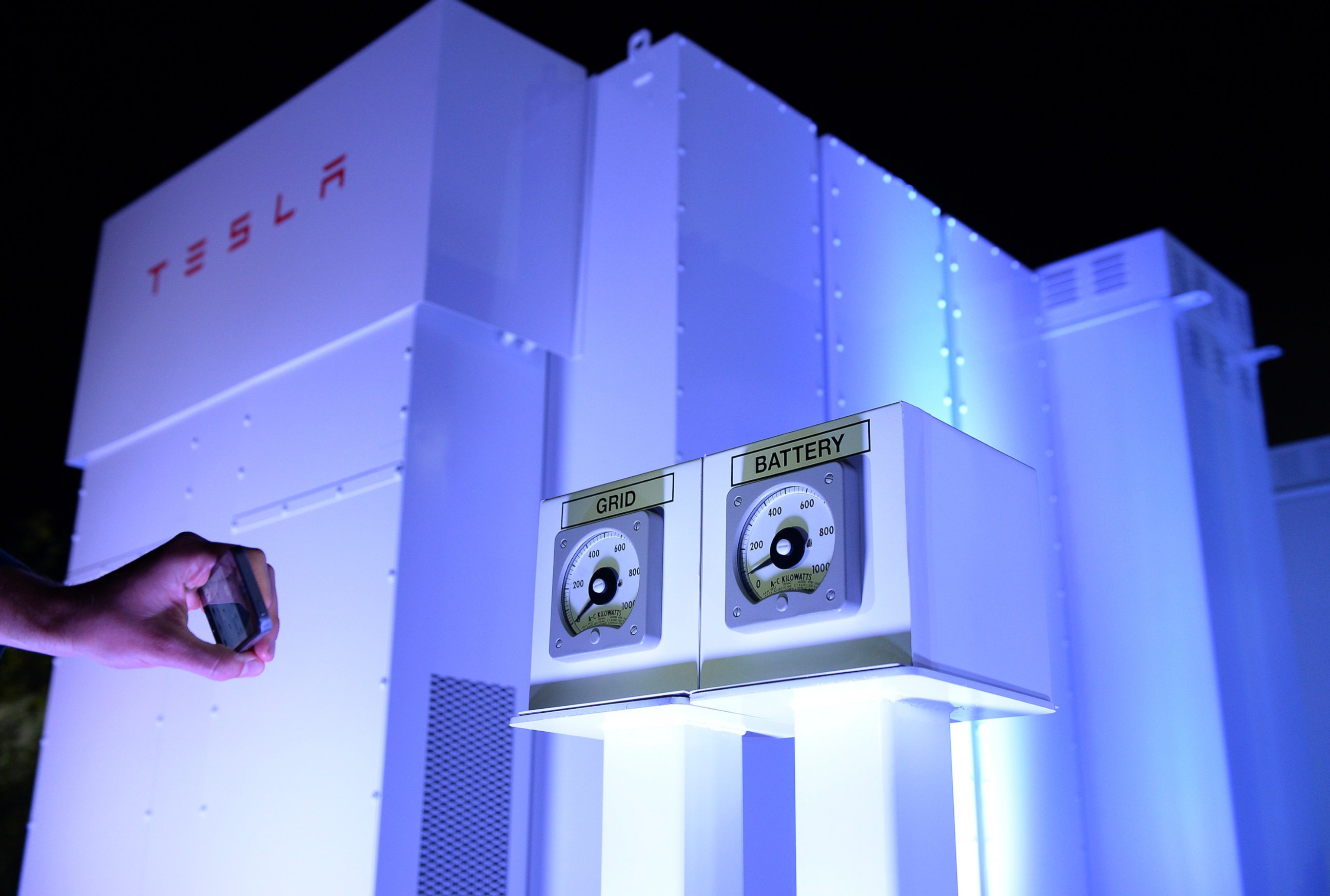 PHOTO: The Powerpack system is pictured at Tesla Design Studio on April 30, 2015 in Hawthorne, Calif.