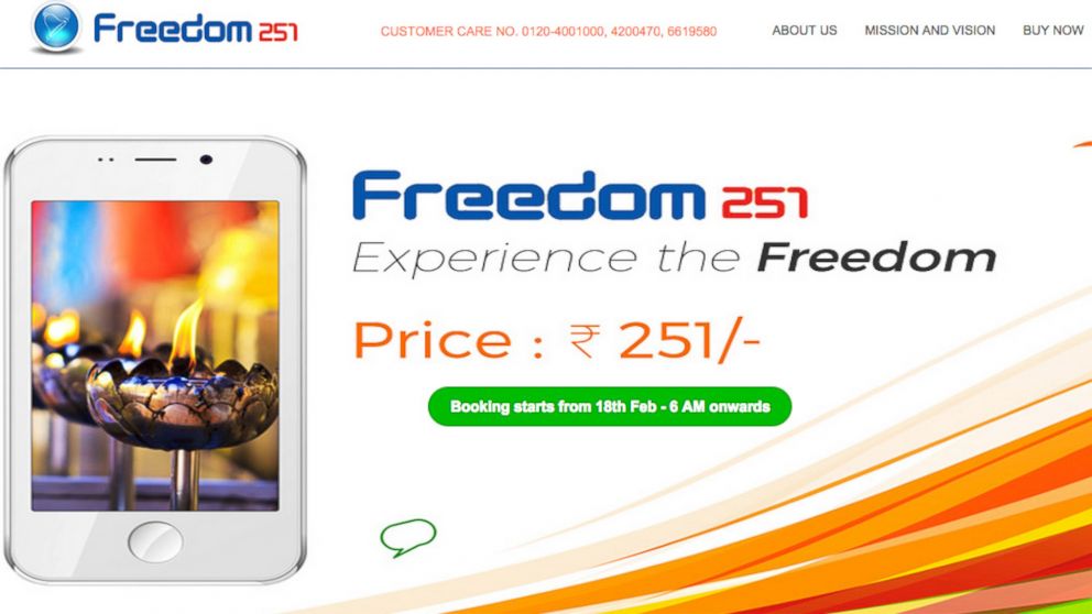 he Freedom 251, a low cost smartphone, is available in India.