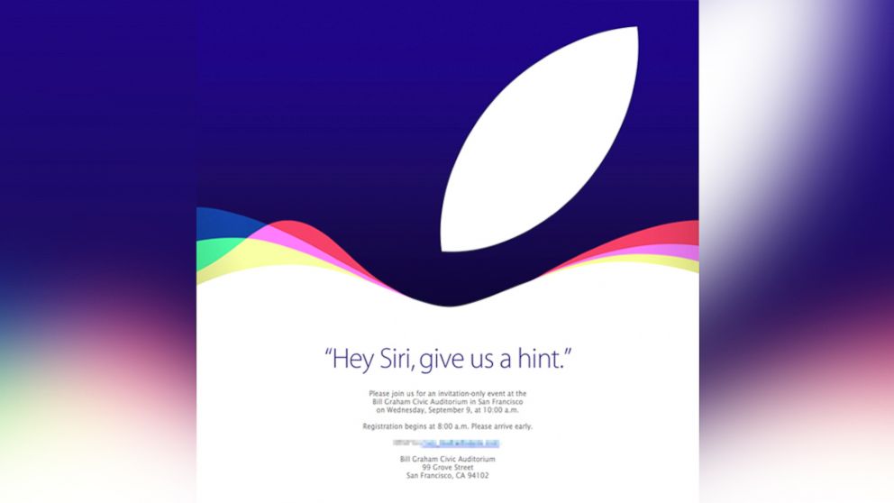 Invitation to an event hosted by Apple on Sep. 9, 2015 in San Francisco.