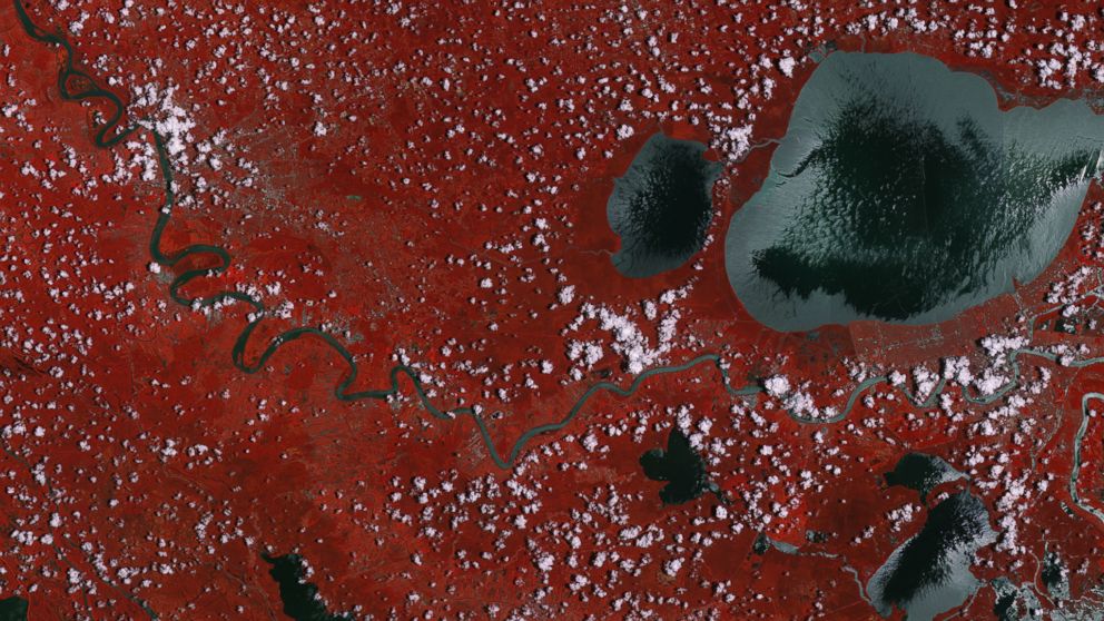 This Sentinel-2A 'colour vision' image captures part of the Mississippi swamps on the east and west banks of the Mississippi River, south of New Orleans and north of the Mississippi Delta.