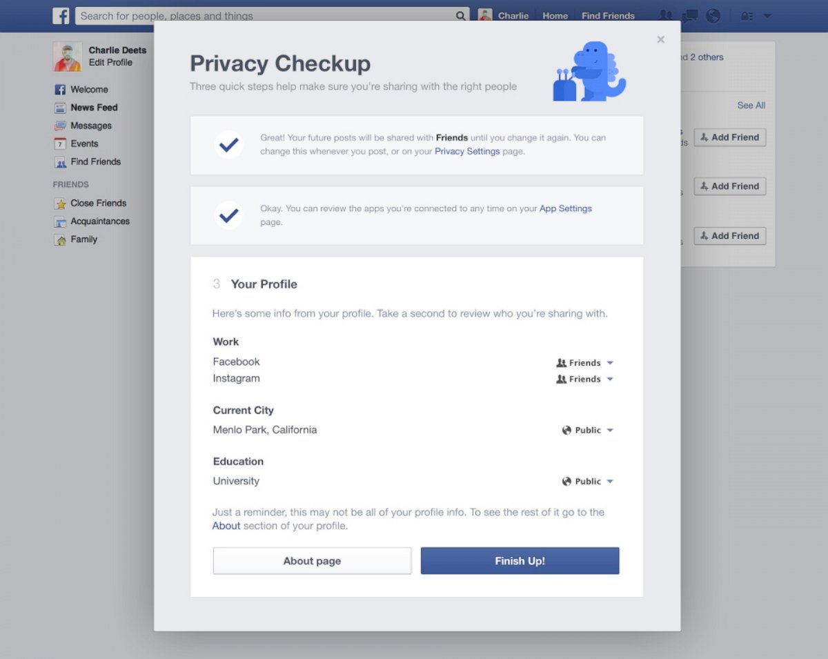 PHOTO: The simple check-up takes users through three steps to review and edit key information. 