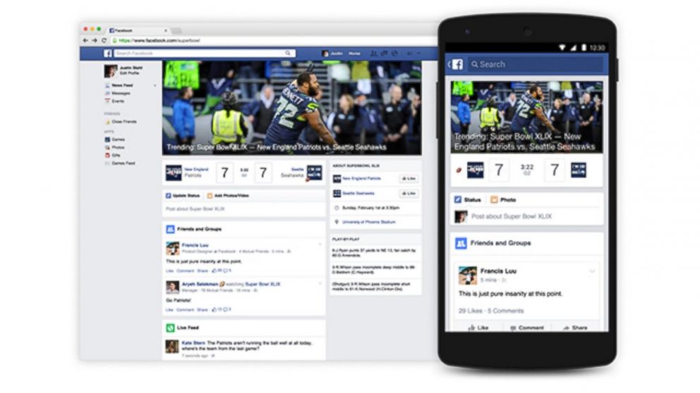 PHOTO: Facebook announced a new Superbowl hub where users can follow friends and the best game day commentary.