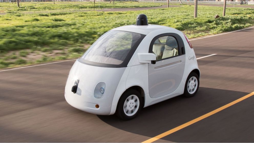 The finalized prototype of Google self-driving car is shown in this photo.
