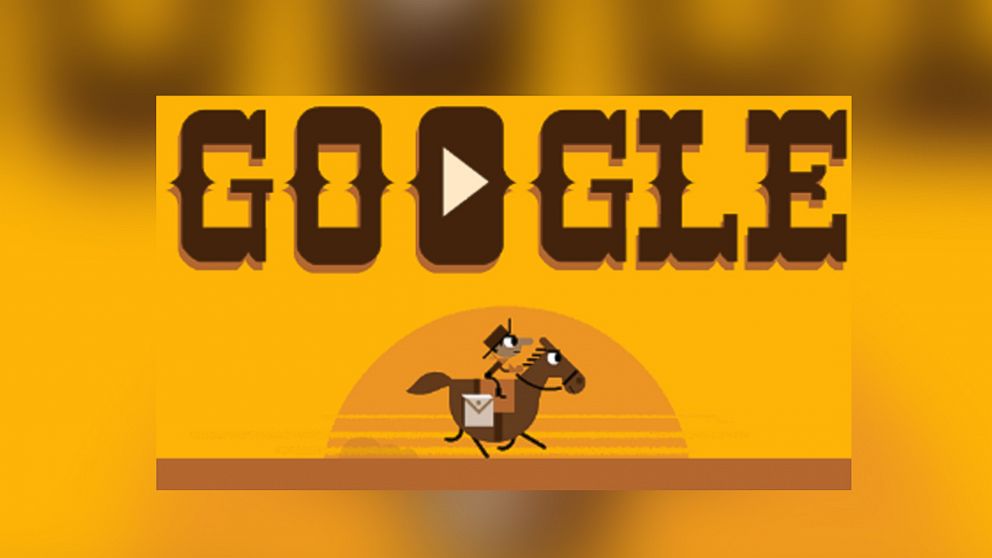The Google Doodle celebrates the 155th anniversary of the Pony Express. 