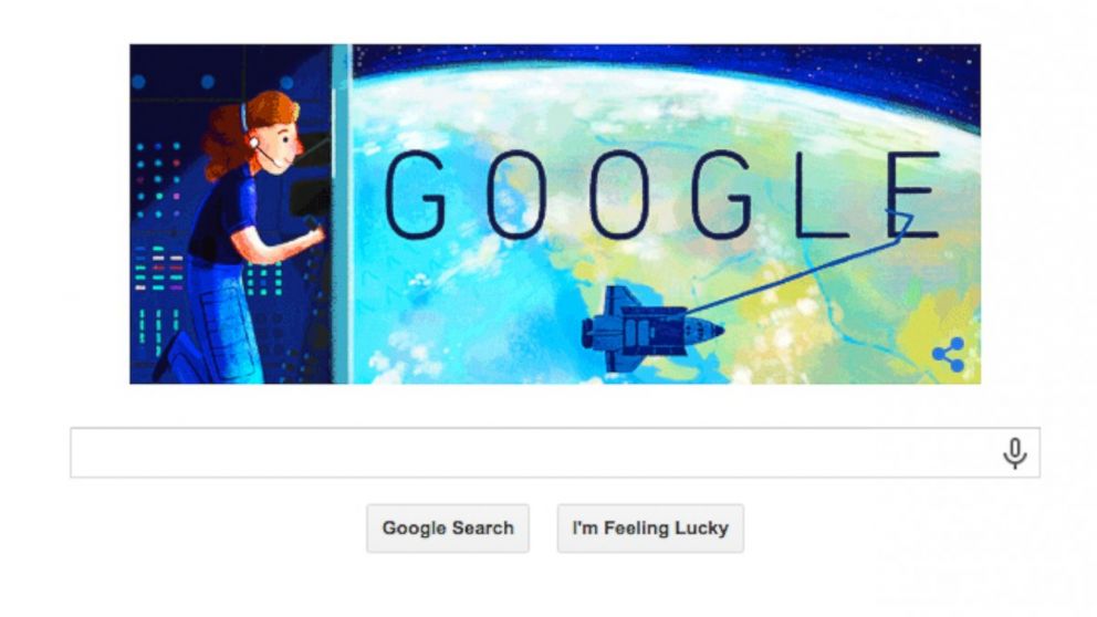 The Google Doodle for May 26, 2015, designed in honor of Sally Ride's birthday.