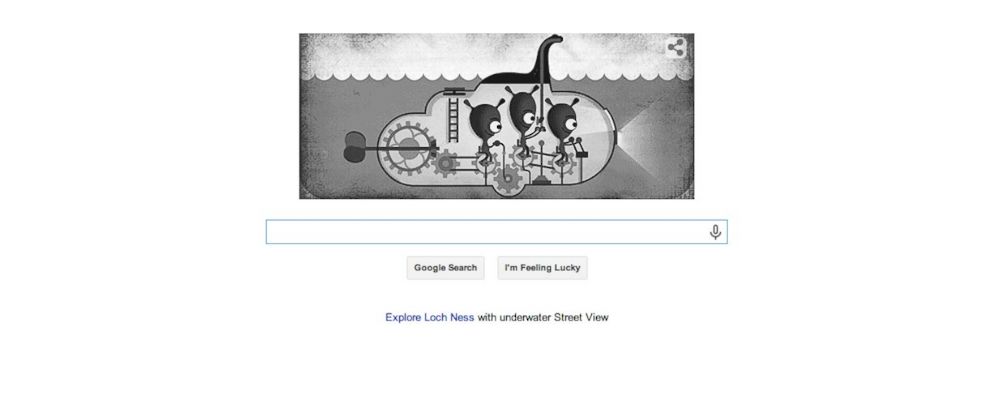 PHOTO: The Google Doodle for April 21, 2015, designed in celebration of the Loch Ness Monster.
