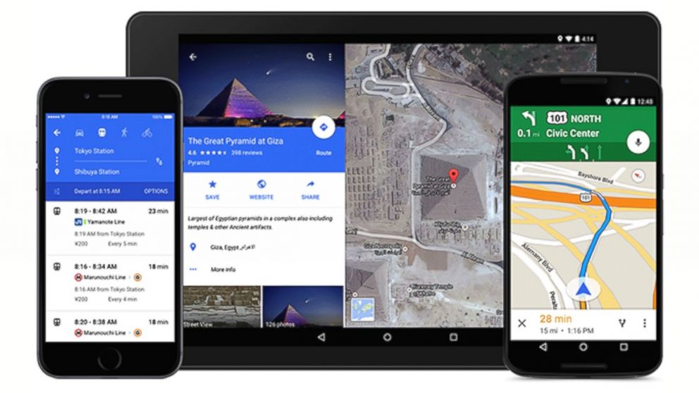What are 3 features of Google Maps?