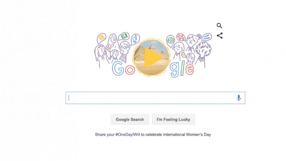 Google's doodle, pictured, celebrates International Women's Day, March 8, 2016. 
