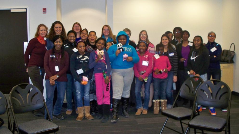 PHOTO: Members of the Girls Who Code club at Brookview Shelter in Dorchester, Massachusetts, are pictured here during a field trip to the headquarters of Akamai Technologies in Cambridge, Massachusetts. 
