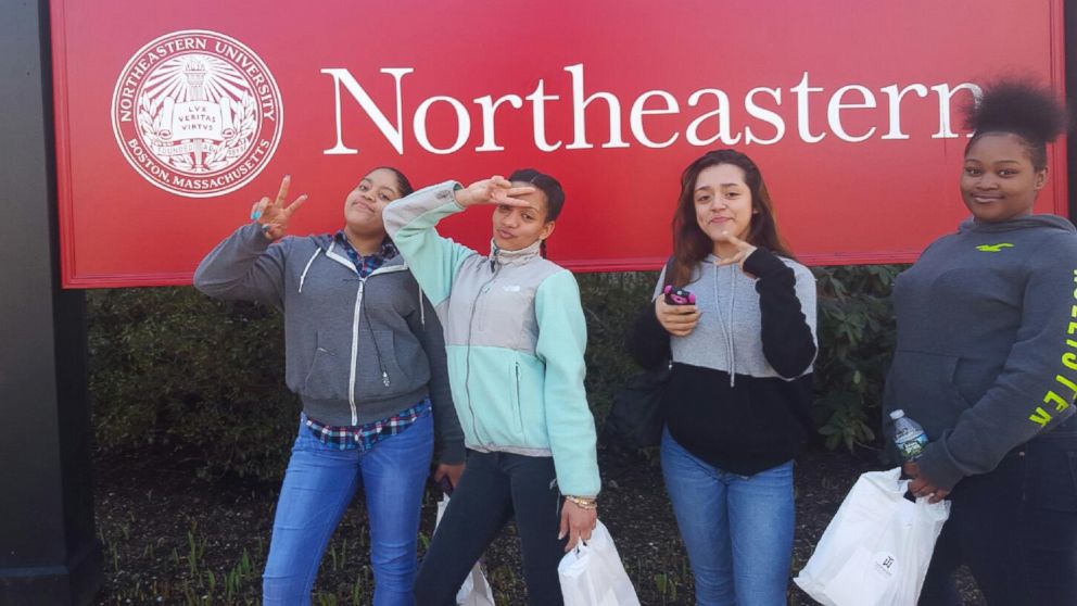 PHOTO: Members of the Girls Who Code club at Brookview Shelter in Dorchester, Massachusetts, are pictured here during a field trip to Northeastern University in Boston. 