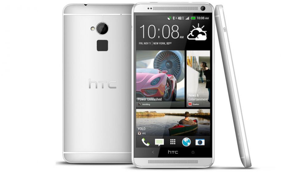 The HTC One Max has a large 5.9-inch, 1080p screen and a fingerprint reader. 
