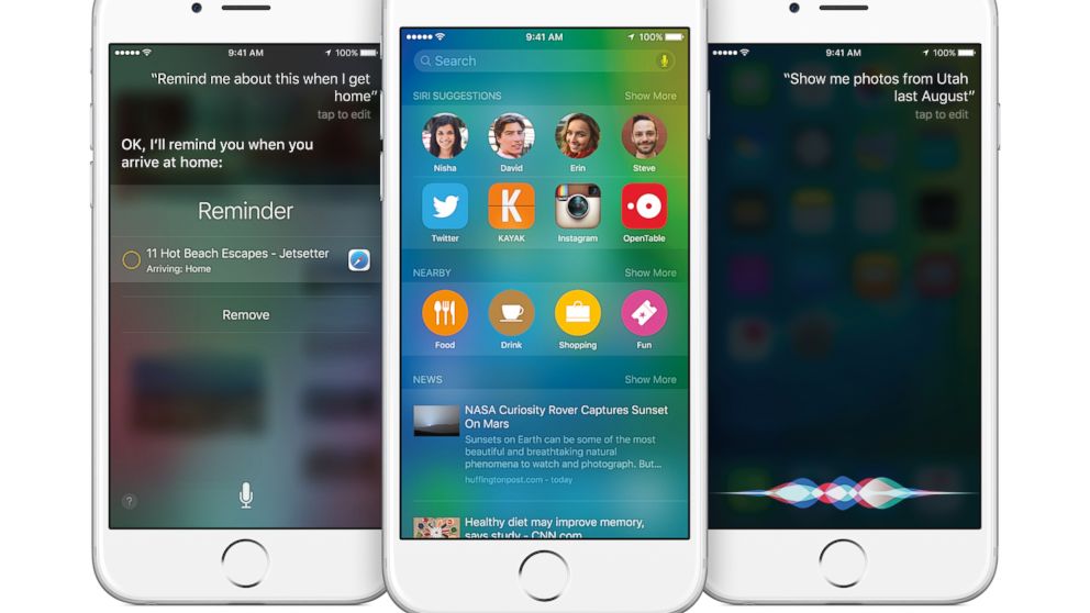 Apple's iOS9 new updated features includes an improved and faster Siri.  