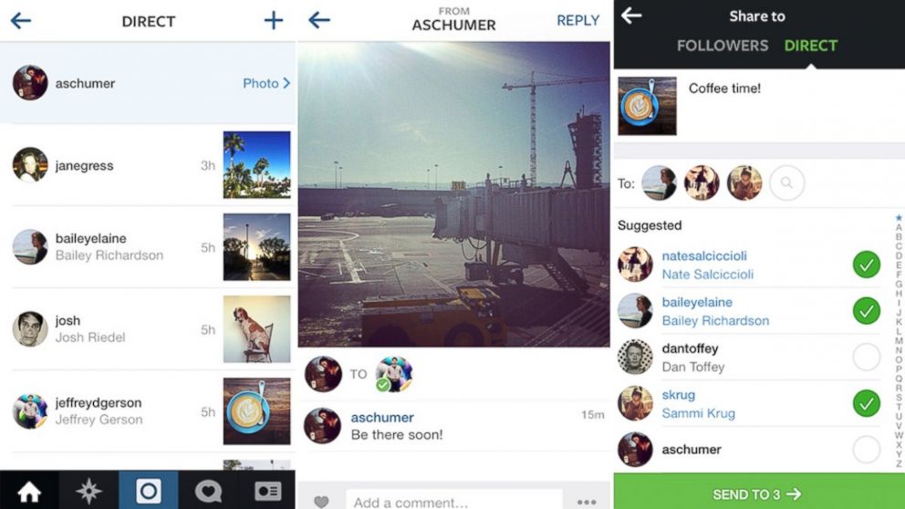 Instagram Direct is a way to send photos privately in Instagram.
