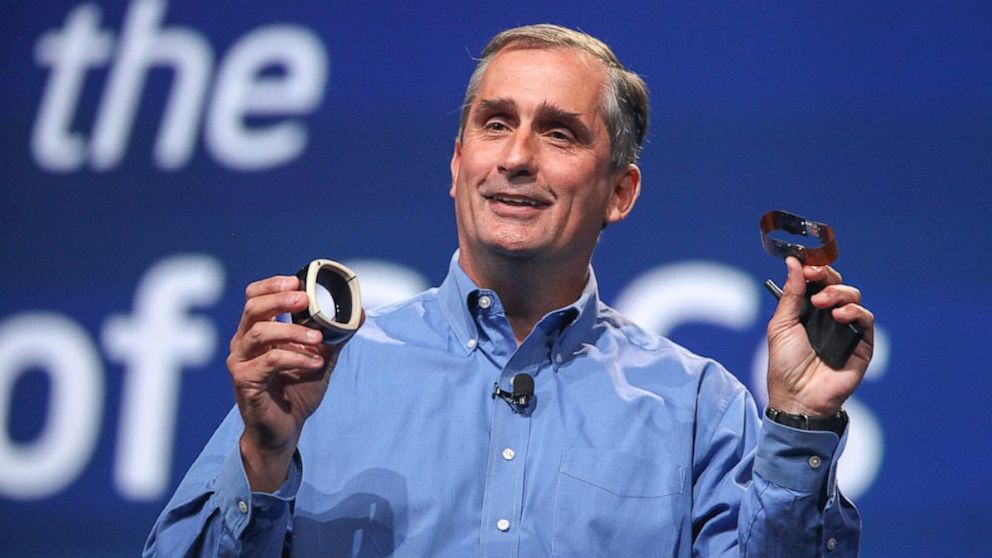 Intel CEO Brian Krzanich shows off prototype devices utilizing Intel's new Quark processor.