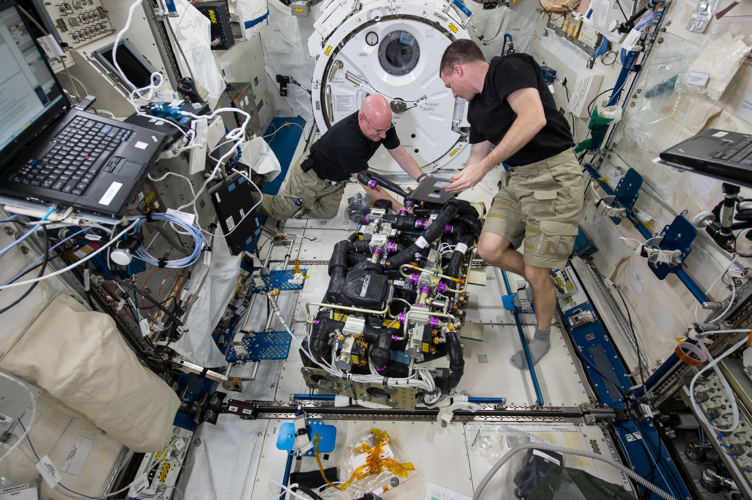 PHOTO: The Expedition 43 crew worked a variety of onboard maintenance tasks, ensuring crew safety and the upkeep of the International Space Station's hardware in 2015. 
