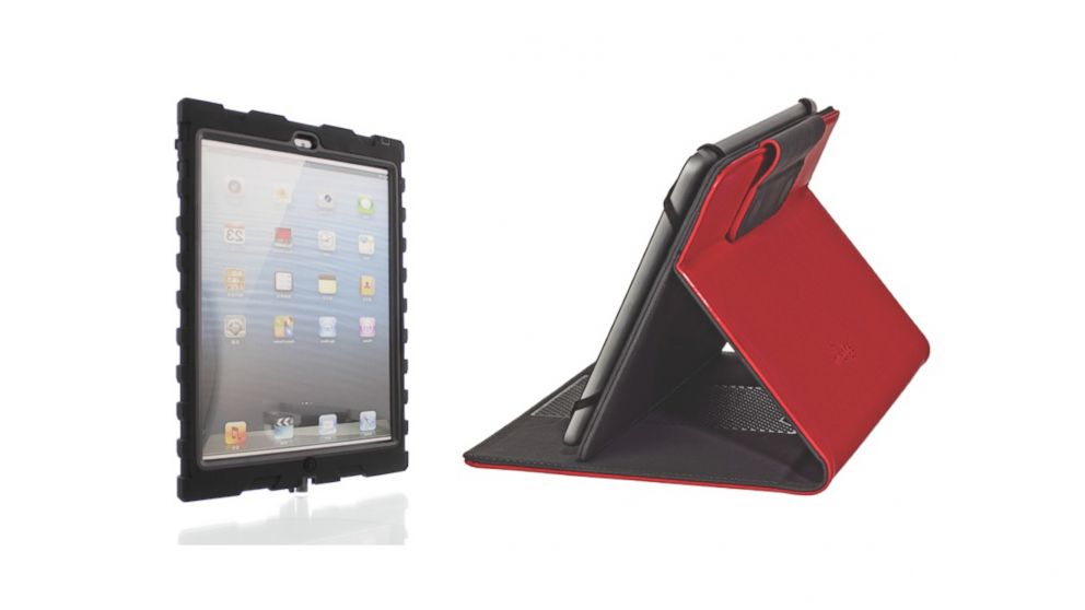 Hard Candy's ShockDrop for iPad 5 case pictured left, M-Edge's Stealth iPad 5 Case pictured right. 
