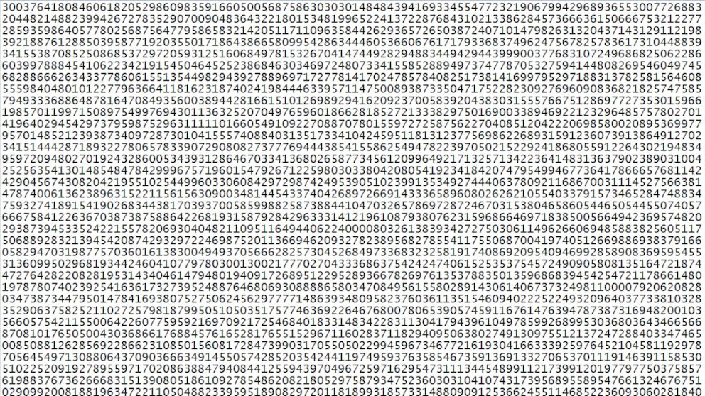 PHOTO: A computer has found the largest known prime number. It's 22 million digits long. 