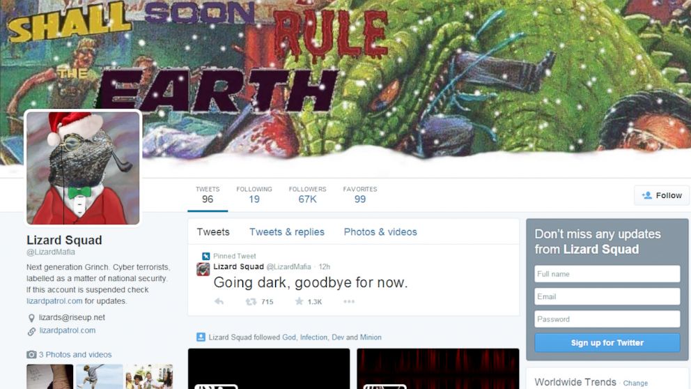 PHOTO: An online group known as Lizard Squad claims responsibility for the Christmas Play Station and XBox hacks. 