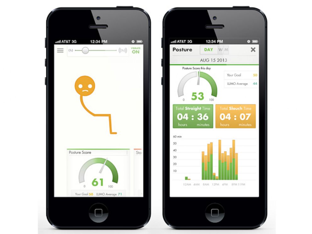 PHOTO: The LUMOBack app syncs with the belt to show your posture.