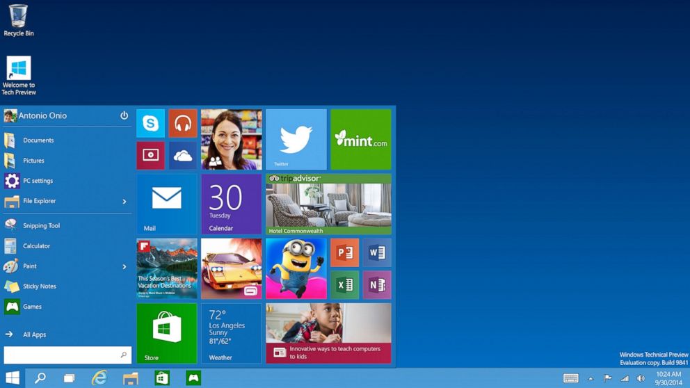 Microsoft debuted Windows 10 at an event on September 30, 2014.