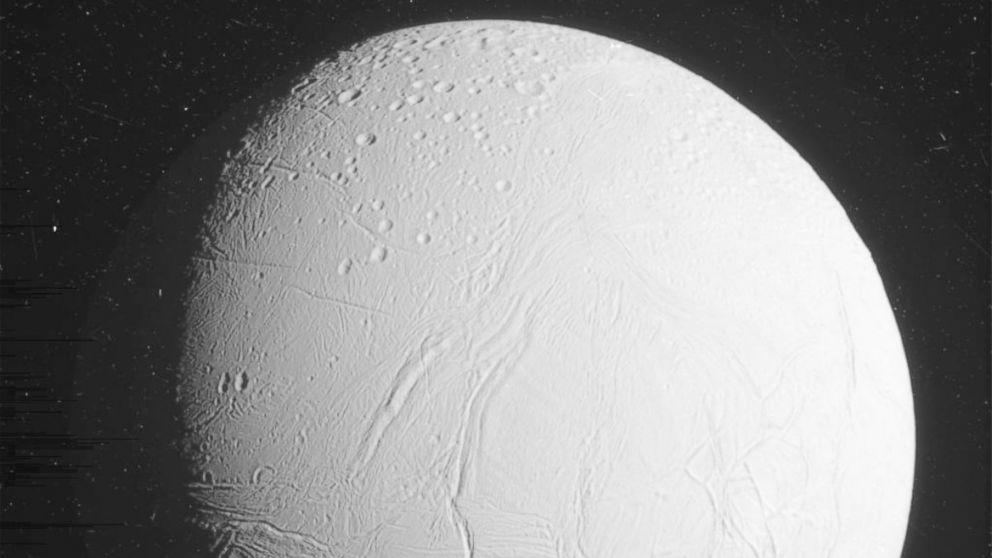 This unprocessed view of Saturn's moon Enceladus was acquired by NASA's Cassini spacecraft during a close flyby of the icy moon on Oct. 28, 2015.