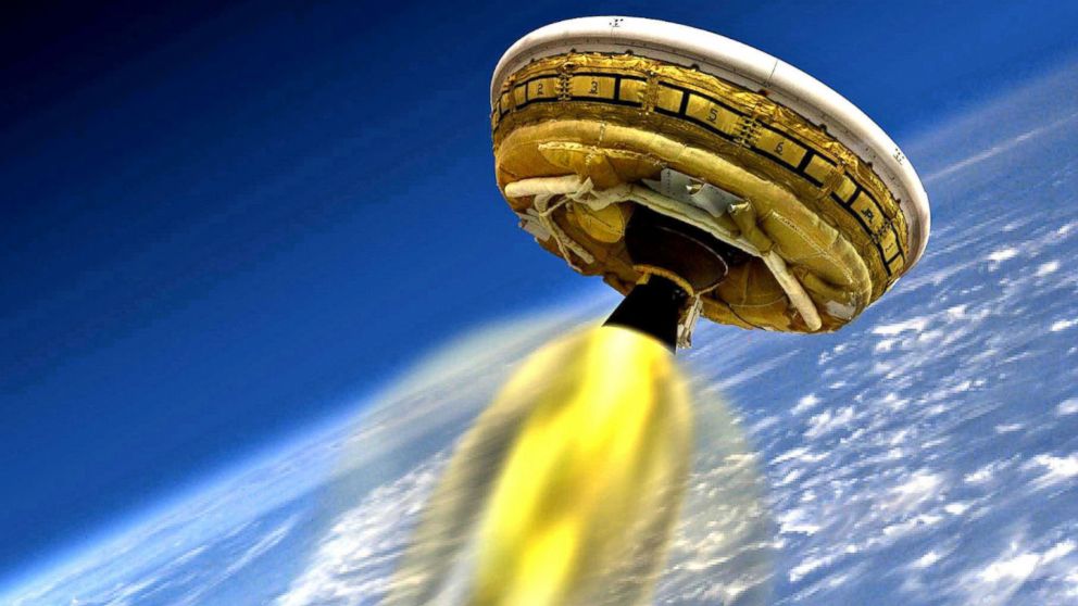 NASA is live testing its flying saucer that could allow a soft landing for cargo on Mars, March 31, 2015.