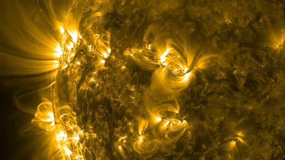 NASA's Solar Dynamics Observatory captured mesmerizing video of solar activity in the days leading up to the Fourth of July. Two active regions with intense magnetic fields produced towering arches and spiraling coils of solar loops, making for some massive, natural fireworks.
