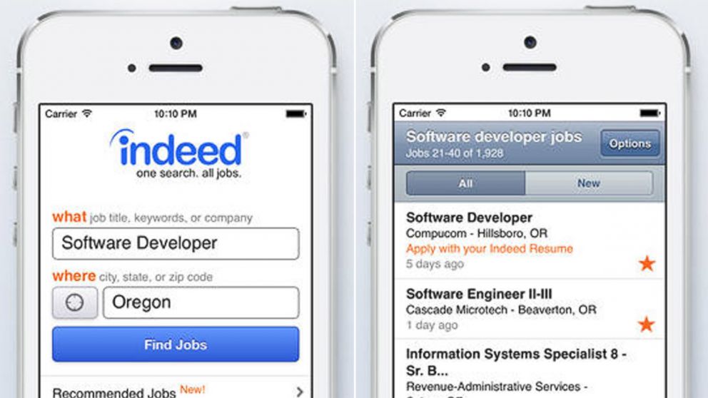 PHOTO: The Indeed Job Search app, by Indeed.com.