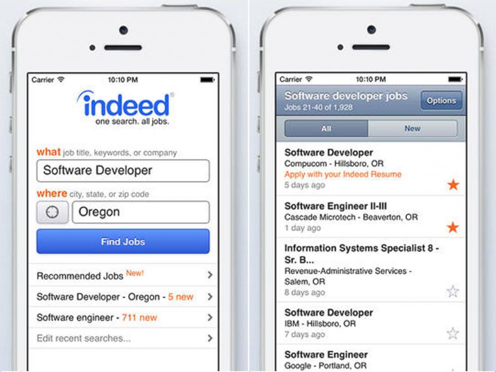 PHOTO: The Indeed Job Search app, by Indeed.com.