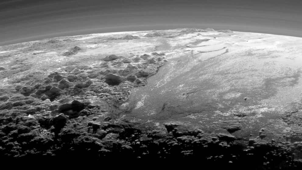 PHOTO: Closer Look: Majestic Mountains and Frozen Plains: Just 15 minutes after its closest approach to Pluto on July 14, 2015
