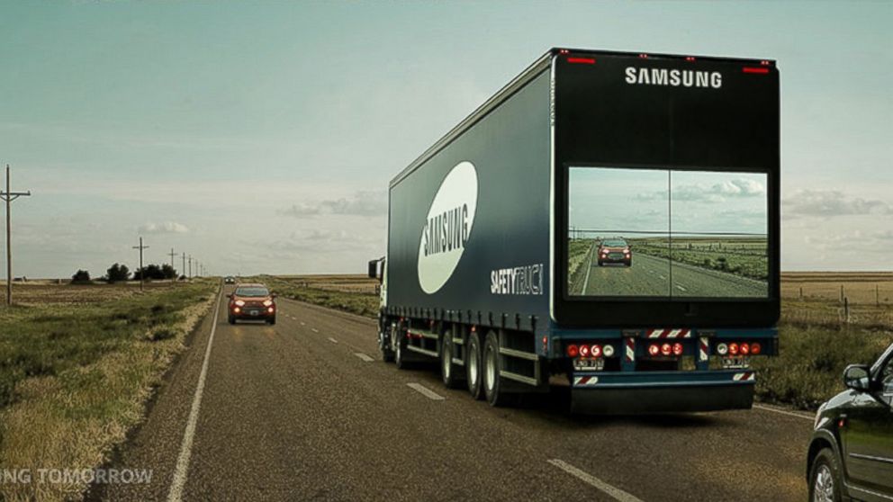 Samsung is working on a "see through" truck to help save lives on the road.