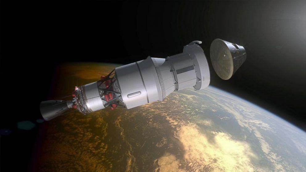 NASA tweeted this photo with this caption: "Good separation from service module & second stage! #Orion's getting ready to return to Earth," Dec. 5, 2014.