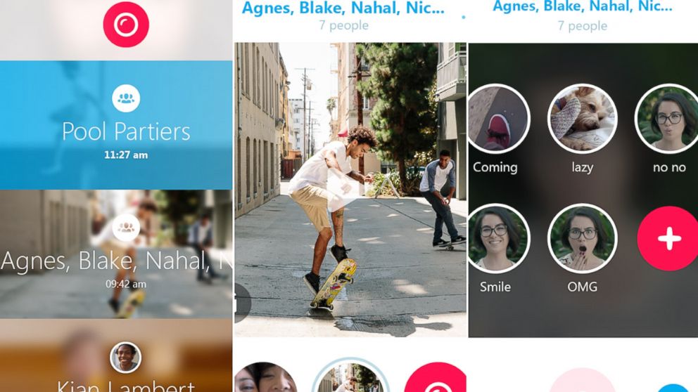 Screenshots from the new Skype Qik app.