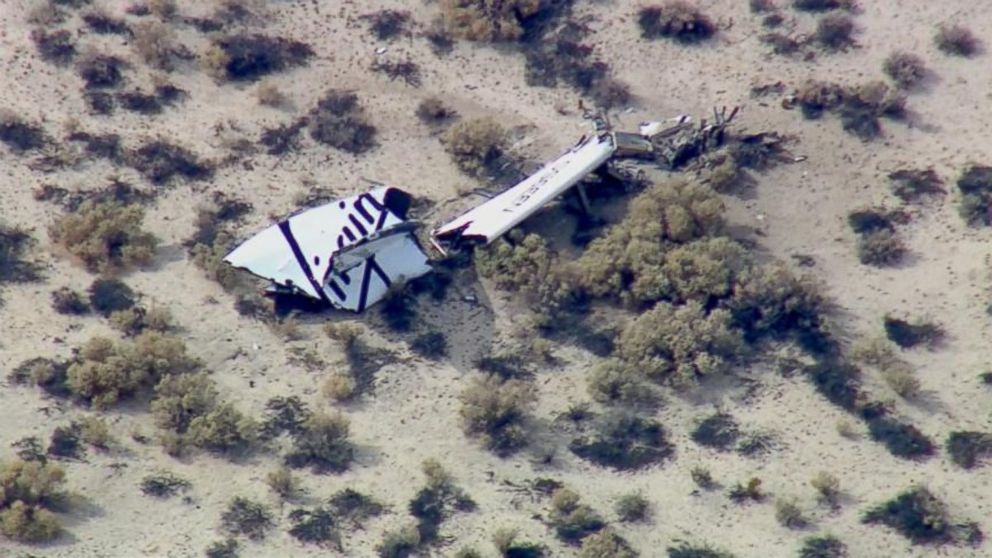 Virgin Galactica confirmed that there was an "anomaly" with a test flight and wreckage of what appears to be a part of a wing, pictured, was spotted in the Mojave Desert.

