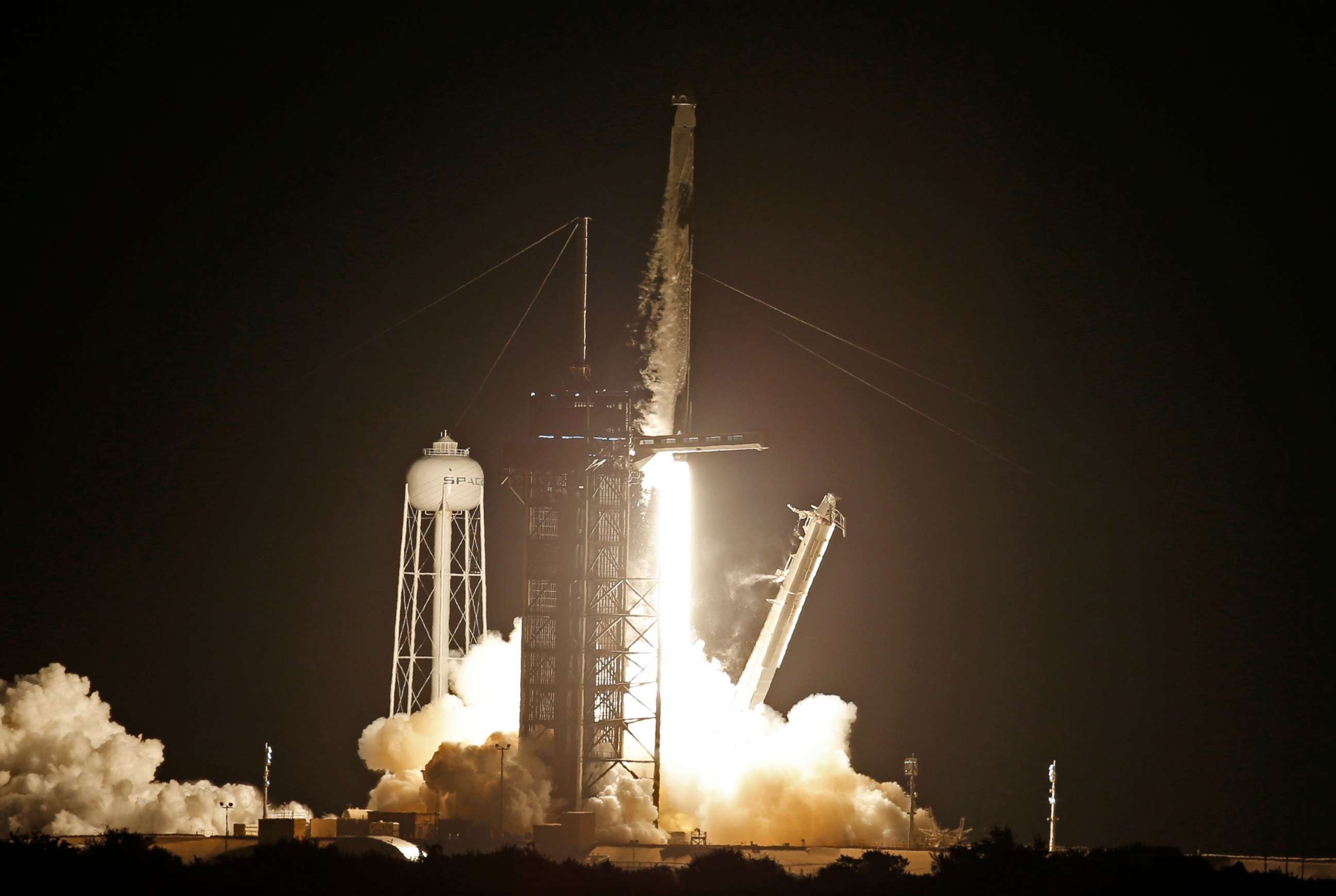 PHOTO: A SpaceX Falcon 9 rocket, with the Crew Dragon capsule, is launched carrying four astronauts on a NASA commercial crew mission at Kennedy Space Center in Cape Canaveral, Fla., Sept. 15, 2021. 