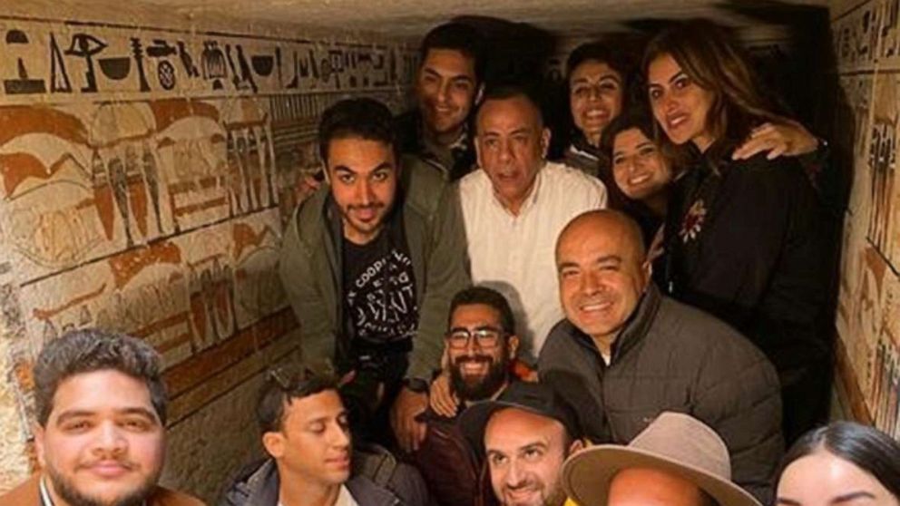 PHOTO: Dr Mostafa Waziry Secretary-General of the Supreme Council of Antiquities with a number of Egyptian bloggers & Influencers inside one of the recently discovered tombs that date back to almost 4000 years in the area of South Saqqara