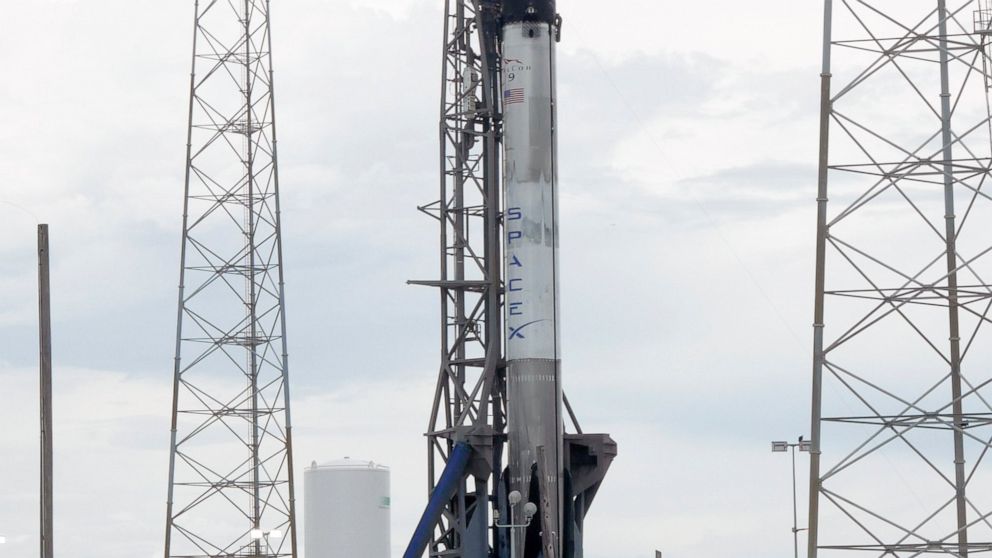 A Falcon 9 SpaceX rocket stands ready for a resupply mission to the International Space Station from pad 40 at the Cape Canaveral Air Force Station in Cape Canaveral, Fla., Wednesday, July 24, 2019. The launch is scheduled for later in the evening. (