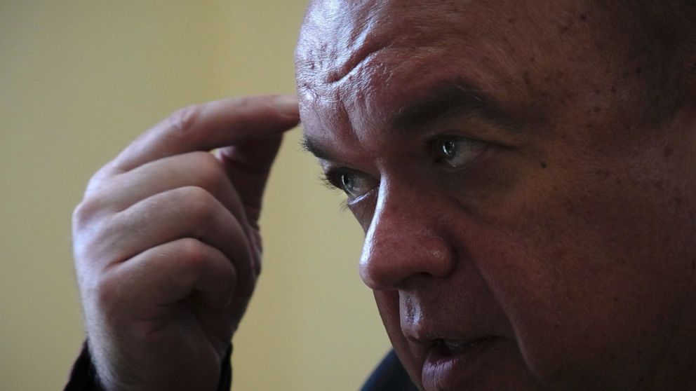 Ukrainian state nuclear company Energoatom President Petro Kotin speaks during an interview with The Associated Press in Kyiv, Ukraine, Tuesday, Oct. 4, 2022. The head of the company operating Europe’s largest nuclear plant, which is occupied by Russ