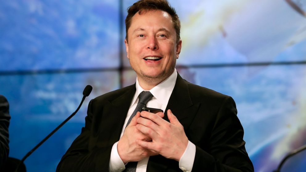 FILE - Elon Musk founder, CEO, and chief engineer/designer of SpaceX speaks during a news conference after a Falcon 9 SpaceX rocket test flight at the Kennedy Space Center in Cape Canaveral, Fla, Jan. 19, 2020. Musk won't be joining Twitter's board o