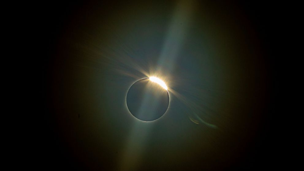 The moon blocks the sun during a total solar eclipse in La Higuera, Chile, Tuesday, July 2, 2019. Northern Chile is known for clear skies and some of the largest, most powerful telescopes on Earth are being built in the area, turning the South Americ