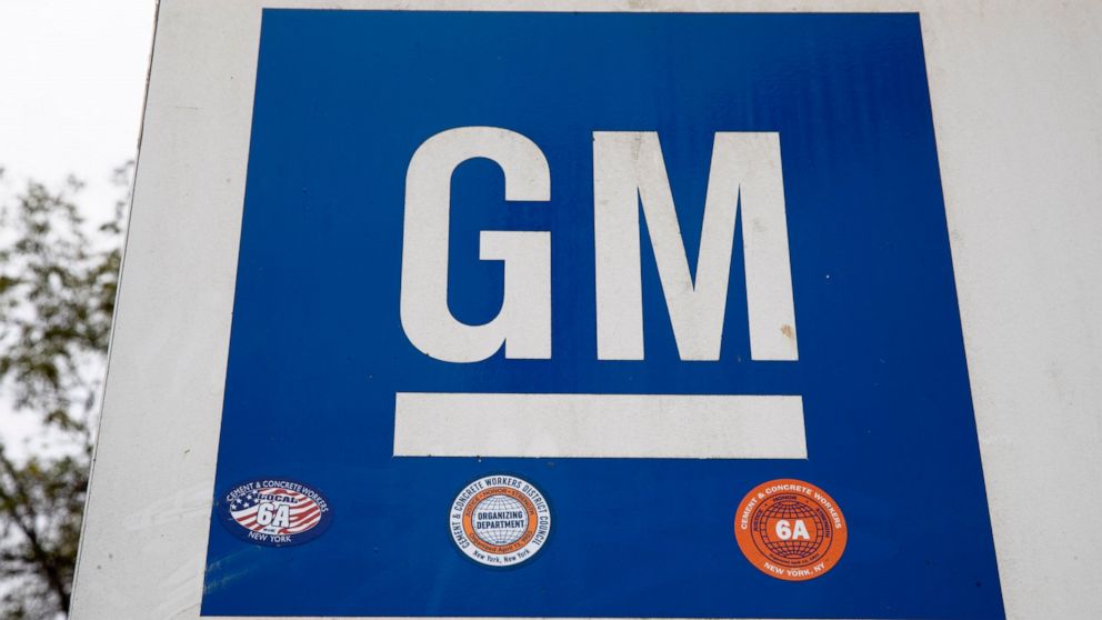 FILE - This Oct. 16, 2019, file photo shows a sign at a General Motors facility in Langhorne, Pa. General Motors says, Wednesday, Jan. 26, 2022, it wants to fill more than 8,000 technical job openings this year. The Detroit automaker is looking for s