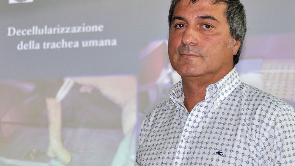 FILE - Dr. Paolo Macchiarini attends a press conference announcing what he called the successful transplant of windpipes using innovative stem cell tissue regeneration, in Florence, Italy, Friday, July 30, 2010. Swedish prosecutors on Wednesday, June