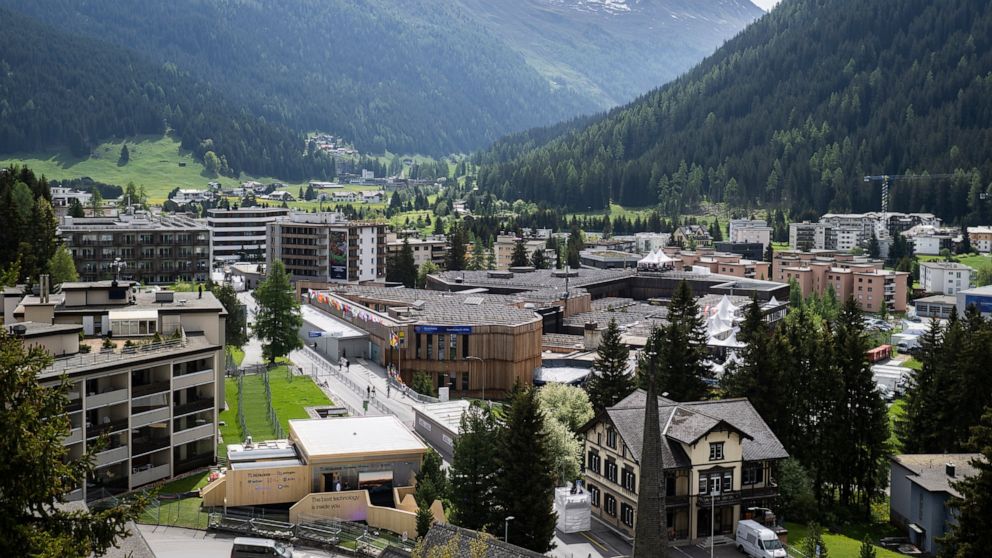 A view of Davos and its congress center prior to the annual meeting of the World Economic Forum, Switzerland, Sunday, May 22, 2022. (Gian Ehrenzeller/Keystone via AP)