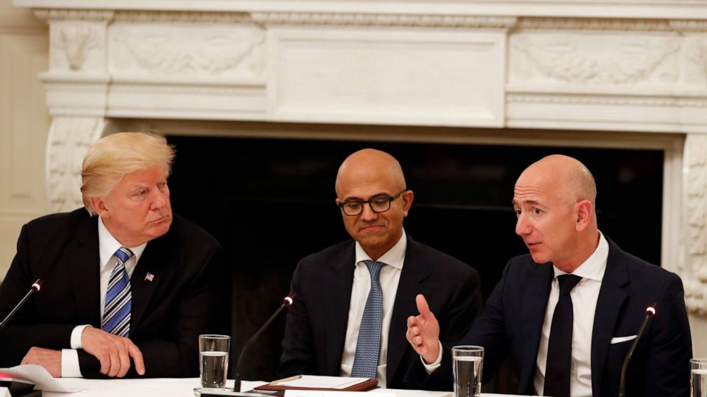 Donald Trump, Tim Cook, Satya Nadella, Jeff Bezos