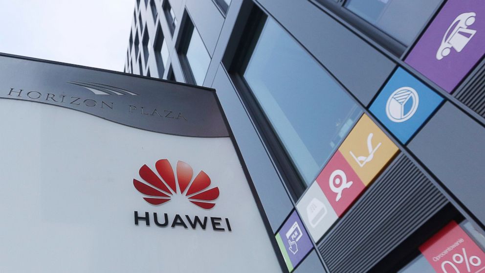 The Huawei logo displayed at the main office of Chinese tech giant Huawei in Warsaw, Poland, on Friday, Jan. 11, 2019. Poland's Internal Security Agency has charged a Chinese manager at Huawei in Poland and one of its own former officers with espiona