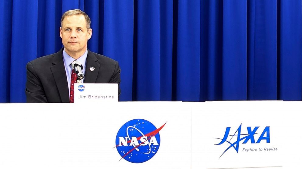 NASA administrator Jim Bridenstine attends a press conference at the Japan Aerospace Exploration Agency (JAXA) headquarters in Tokyo Wednesday, Sept. 25, 2019. Bridenstine said space security is necessary so that the United States, Japan and other al
